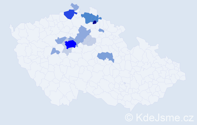Příjmení: 'Číla', počet výskytů 62 v celé ČR