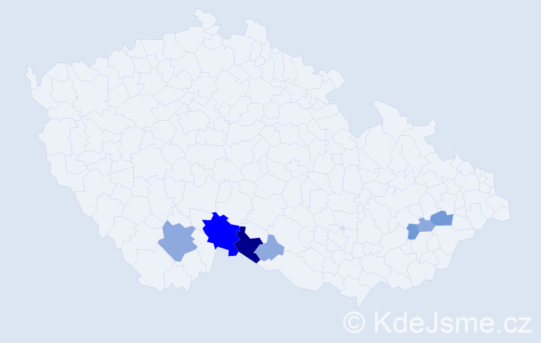 Příjmení: 'Bryolová', počet výskytů 17 v celé ČR