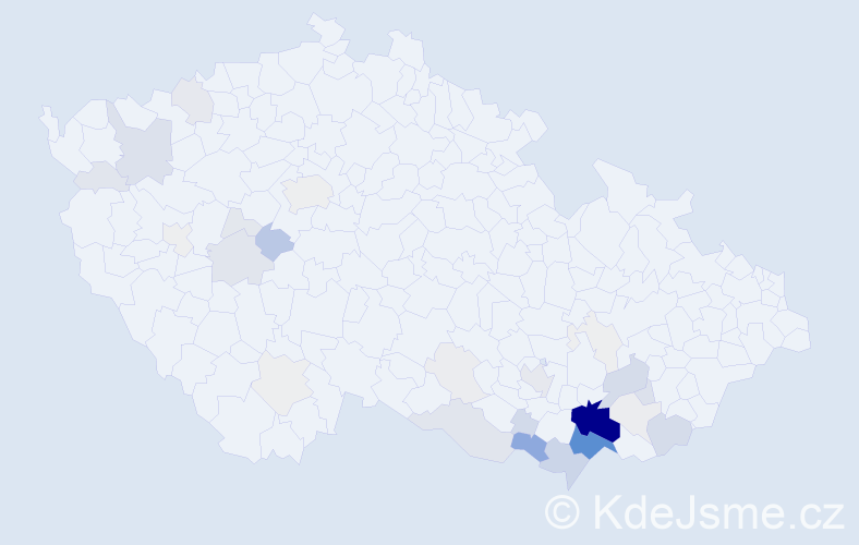 Příjmení: 'Bábíček', počet výskytů 162 v celé ČR