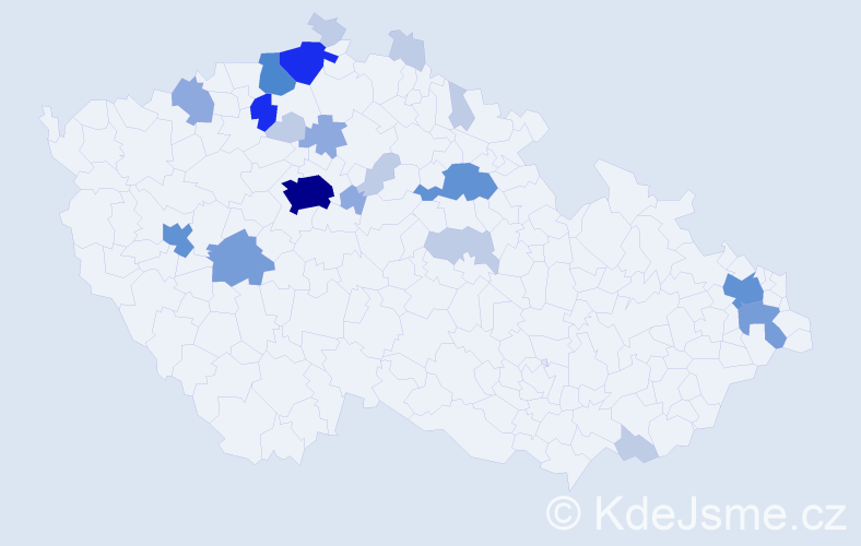 Příjmení: 'Lešová', počet výskytů 60 v celé ČR