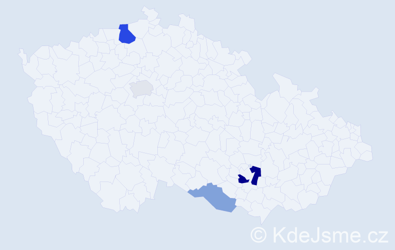Příjmení: 'Tomány', počet výskytů 8 v celé ČR