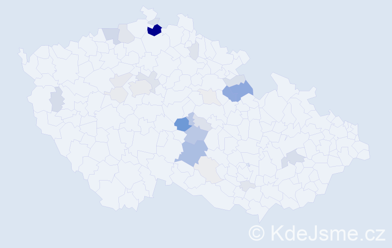 Příjmení: 'Lebrušková', počet výskytů 102 v celé ČR