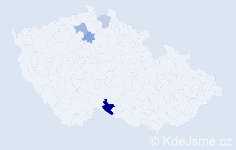 Příjmení: 'Dolezal', počet výskytů 5 v celé ČR