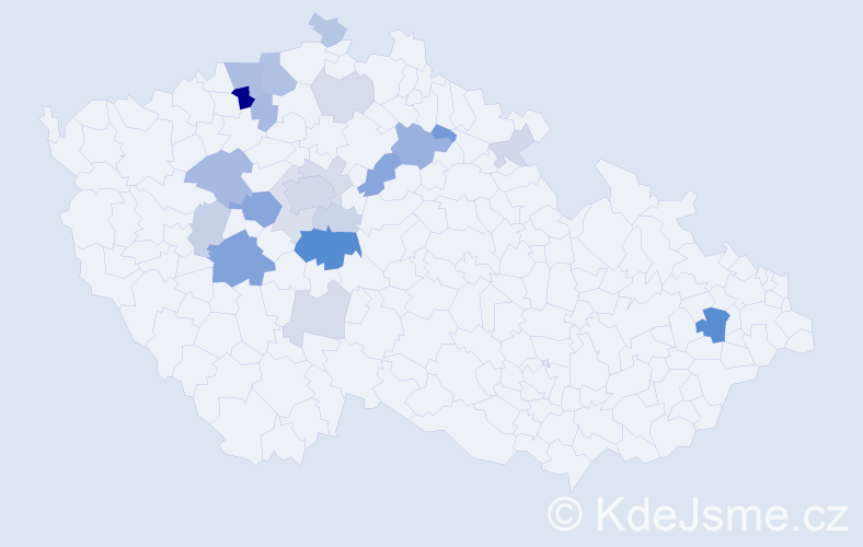 Příjmení: 'Vytejčková', počet výskytů 55 v celé ČR
