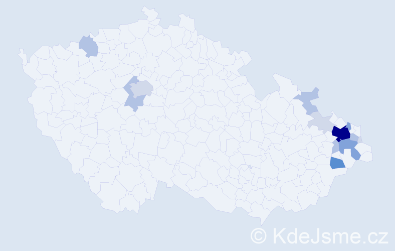 Příjmení: 'Wrobel', počet výskytů 44 v celé ČR