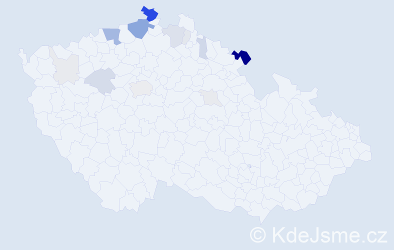 Příjmení: 'Deňo', počet výskytů 58 v celé ČR