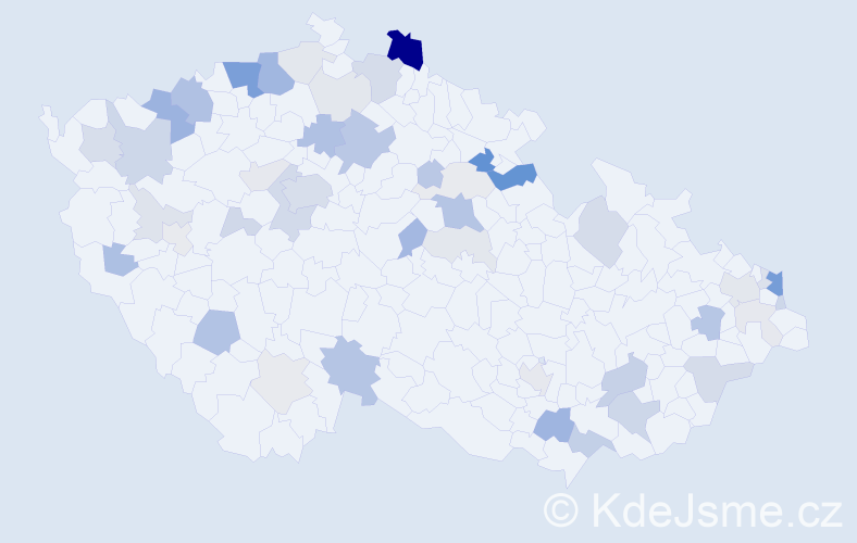 Příjmení: 'Dávid', počet výskytů 152 v celé ČR