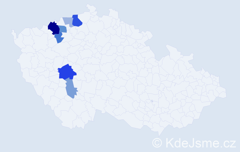 Příjmení: 'Gadžová', počet výskytů 17 v celé ČR