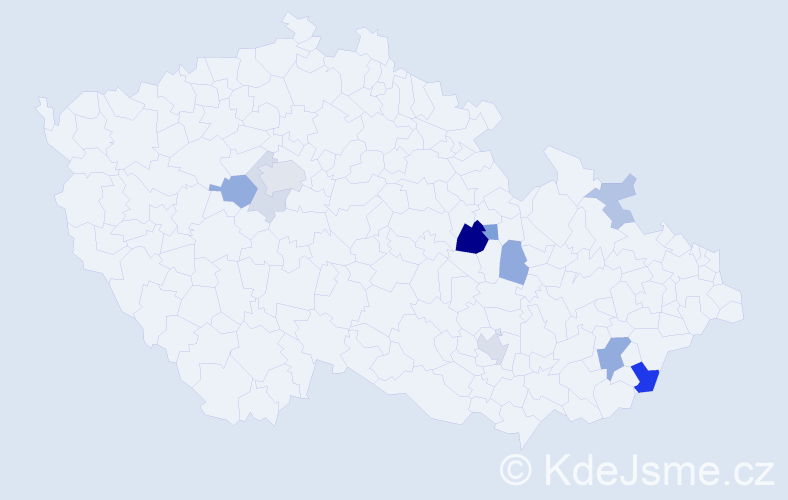 Příjmení: 'Metyš', počet výskytů 23 v celé ČR