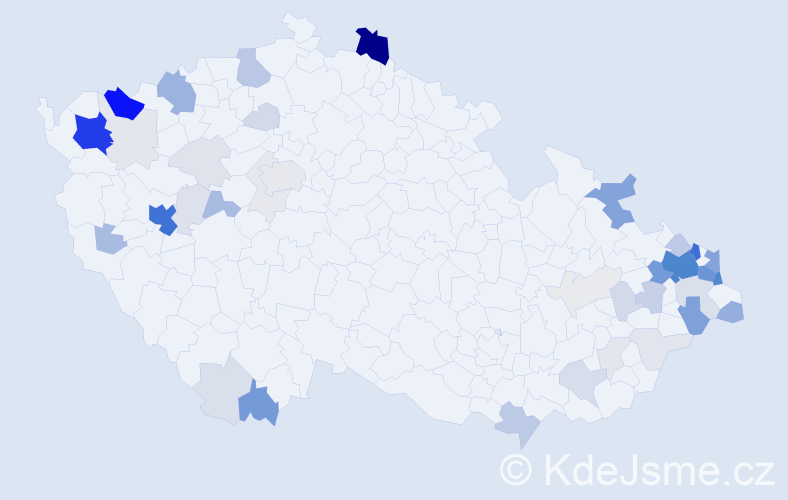 Příjmení: 'Bajgerová', počet výskytů 222 v celé ČR