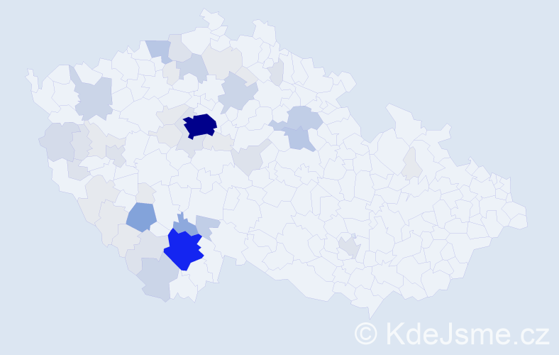 Příjmení: 'Bezpalec', počet výskytů 185 v celé ČR
