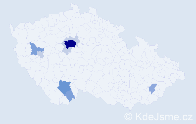 Příjmení: 'Cahyna', počet výskytů 26 v celé ČR