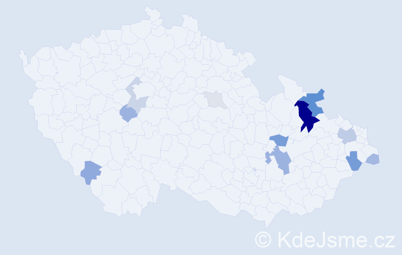 Příjmení: 'Chovančáková', počet výskytů 36 v celé ČR