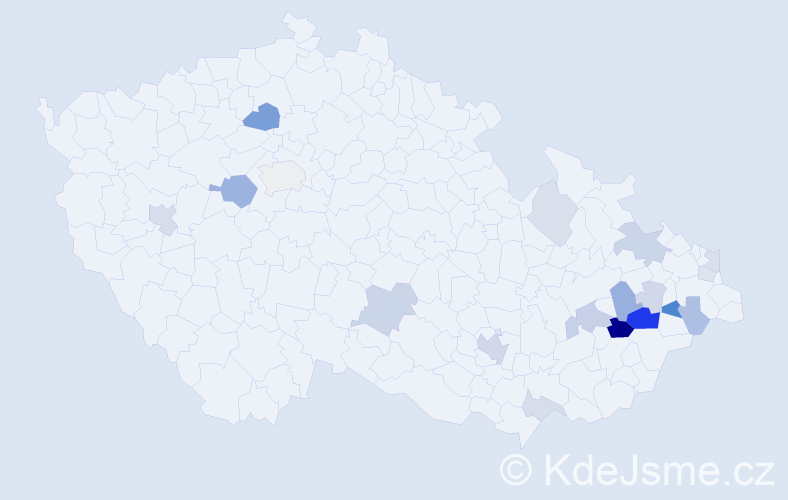 Příjmení: 'Slimáčková', počet výskytů 46 v celé ČR