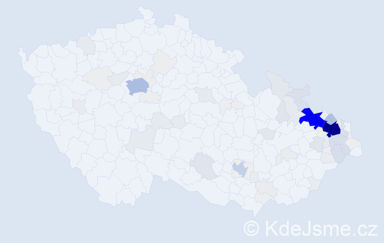 Příjmení: 'Holuša', počet výskytů 455 v celé ČR