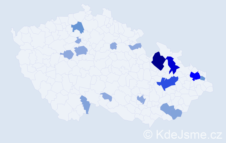 Příjmení: 'Barčík', počet výskytů 45 v celé ČR