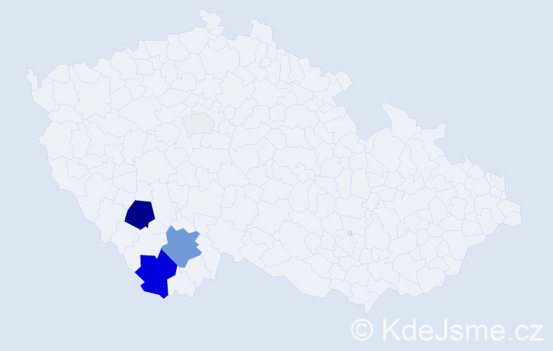 Příjmení: 'Oberpfalzer', počet výskytů 14 v celé ČR