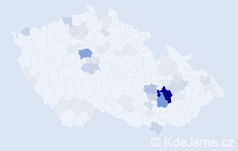 Příjmení: 'Konšel', počet výskytů 147 v celé ČR