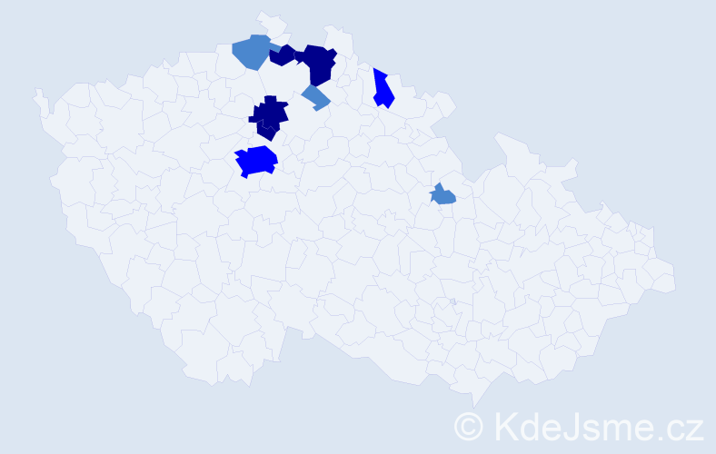 Příjmení: 'Kleinertová', počet výskytů 19 v celé ČR
