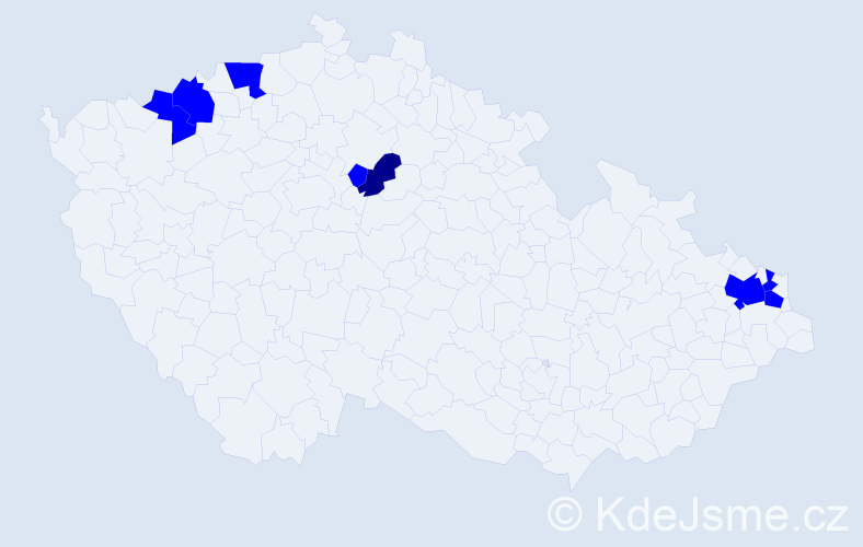 Příjmení: 'Kyrpal', počet výskytů 9 v celé ČR