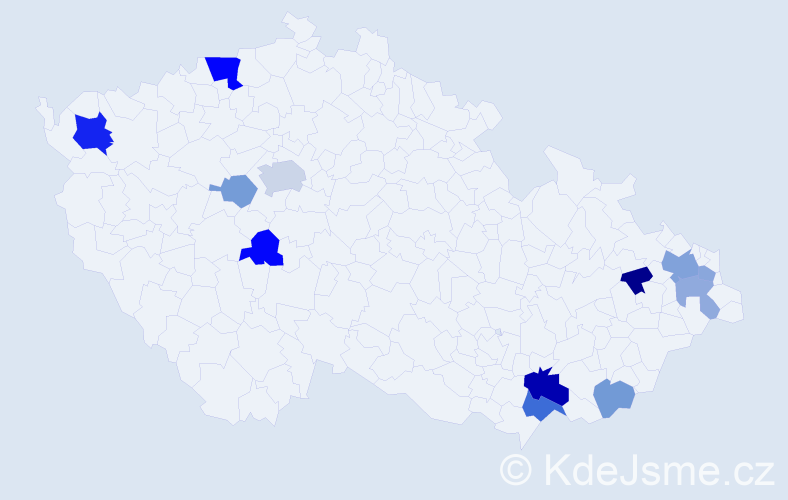 Příjmení: 'Marhefková', počet výskytů 24 v celé ČR