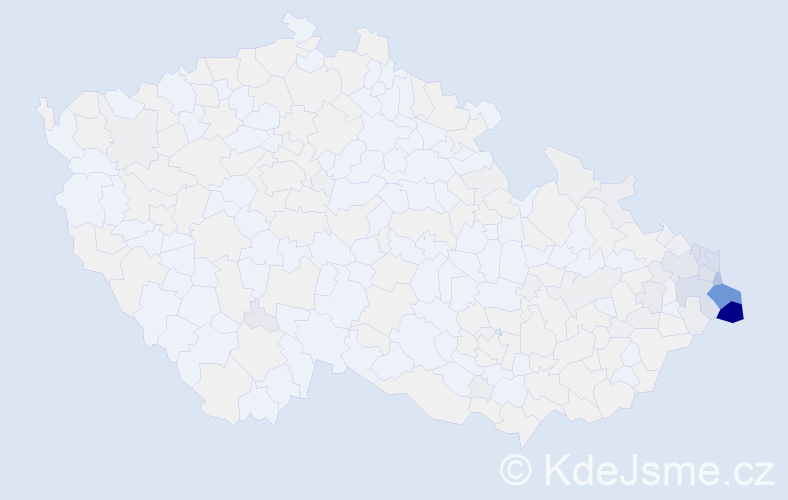 Příjmení: 'Sikora', počet výskytů 2611 v celé ČR