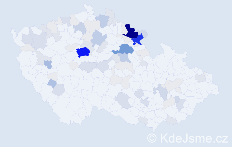 Příjmení: 'Kuldová', počet výskytů 301 v celé ČR