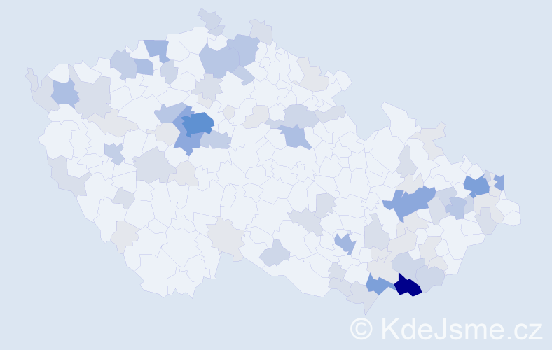 Příjmení: 'Kočiš', počet výskytů 265 v celé ČR