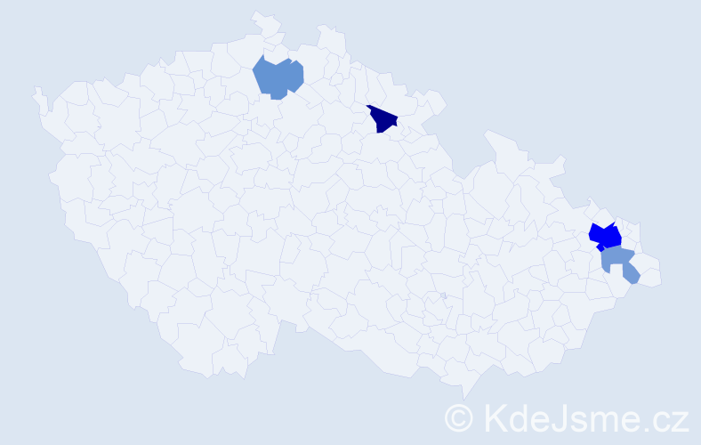 Příjmení: 'Kubiczová', počet výskytů 9 v celé ČR