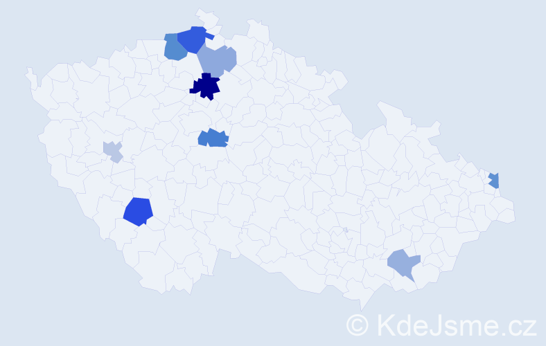 Příjmení: 'Kupčo', počet výskytů 18 v celé ČR