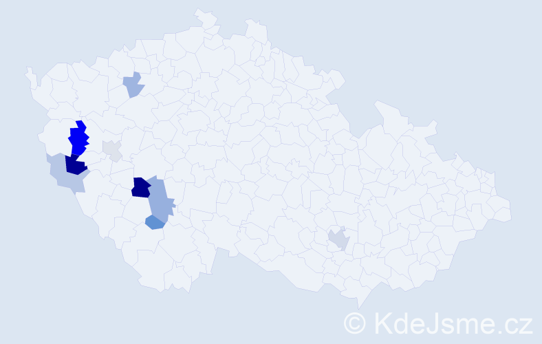 Příjmení: 'Oberajtr', počet výskytů 18 v celé ČR