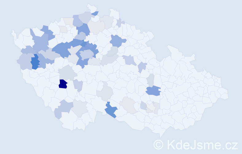 Příjmení: 'Tintěra', počet výskytů 190 v celé ČR