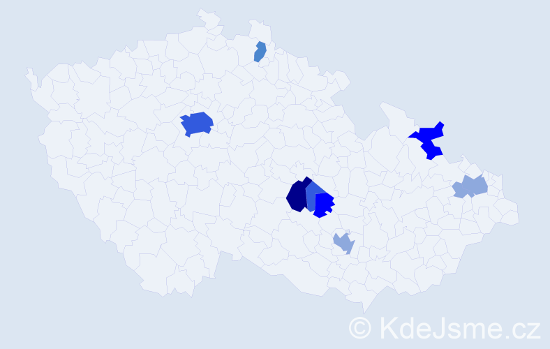 Příjmení: 'Tegzová', počet výskytů 24 v celé ČR