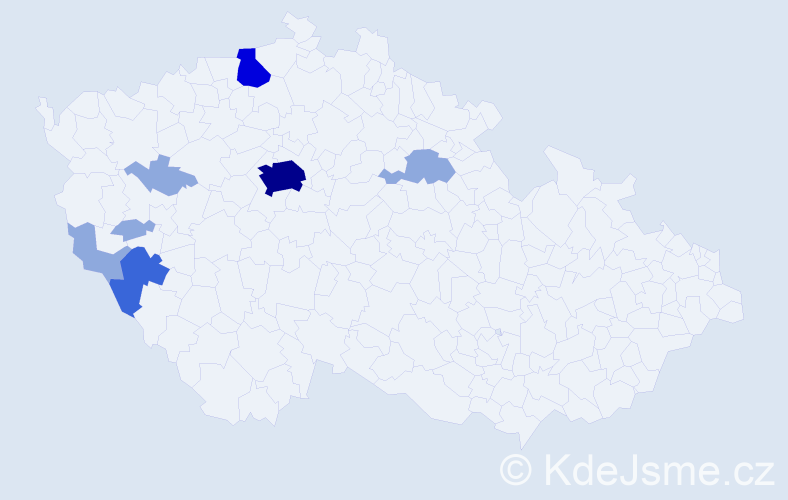 Příjmení: 'Kroa', počet výskytů 21 v celé ČR