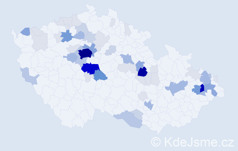 Příjmení: 'Kladiva', počet výskytů 219 v celé ČR