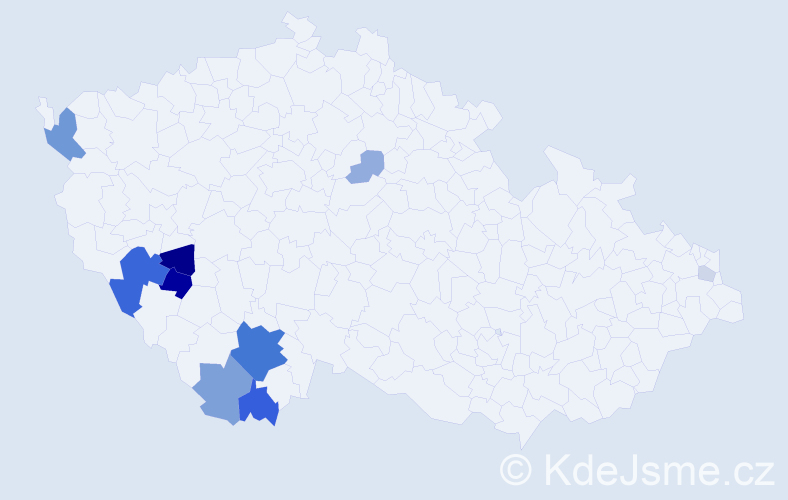 Příjmení: 'Řehoušková', počet výskytů 28 v celé ČR