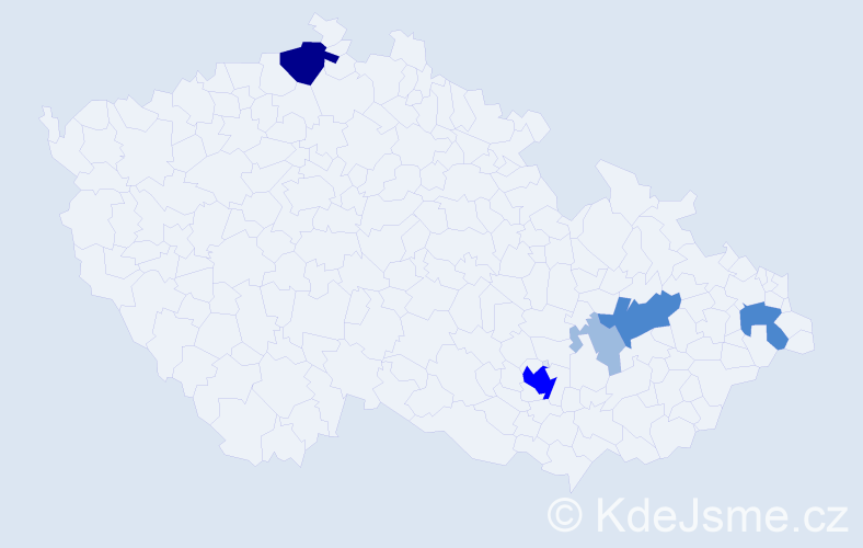 Příjmení: 'Kosztyu', počet výskytů 12 v celé ČR