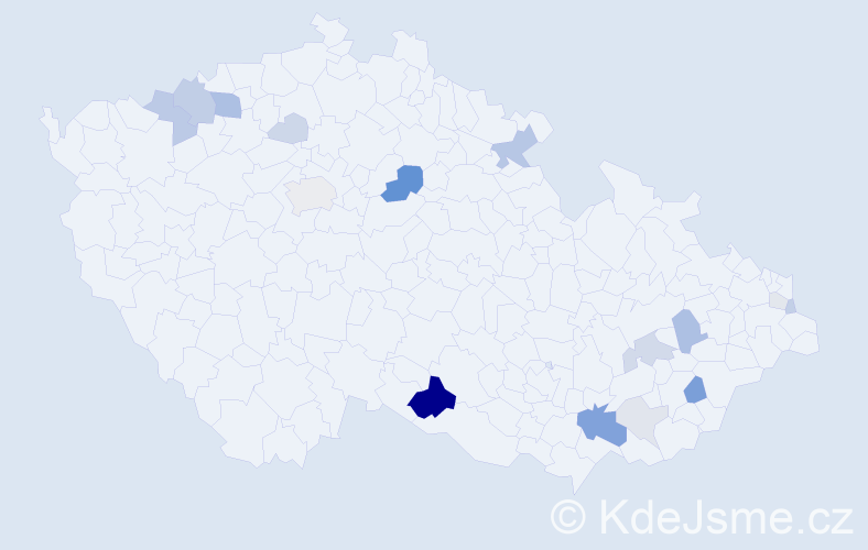 Příjmení: 'Ralbovská', počet výskytů 46 v celé ČR