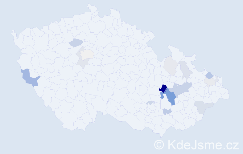 Příjmení: 'Pišťák', počet výskytů 49 v celé ČR
