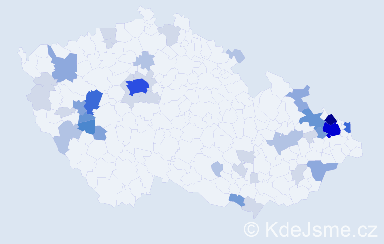 Příjmení: 'Darda', počet výskytů 130 v celé ČR