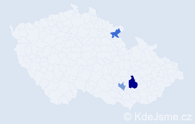 Příjmení: 'Kludáková', počet výskytů 9 v celé ČR