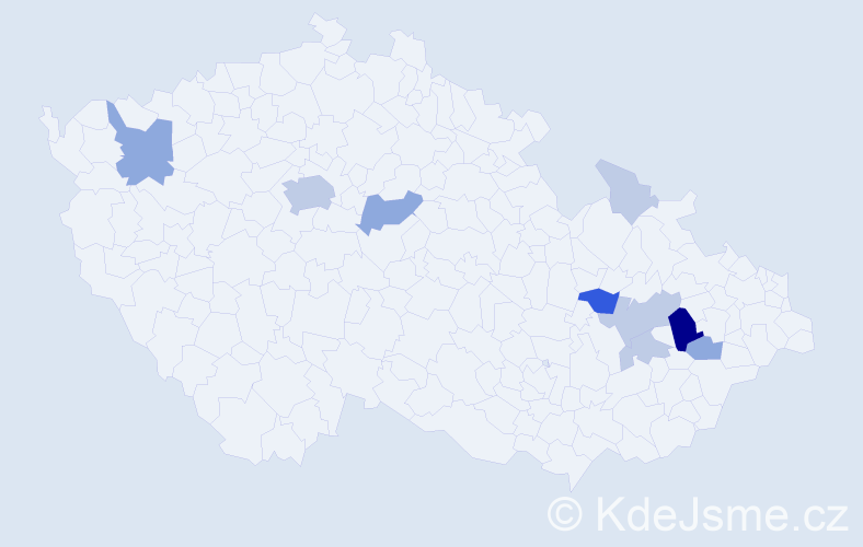 Příjmení: 'Kainar', počet výskytů 26 v celé ČR