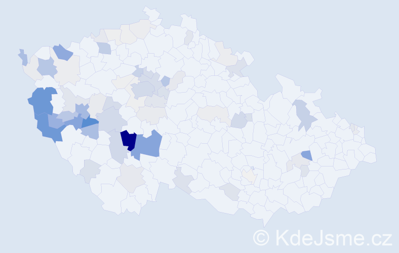 Příjmení: 'Bočan', počet výskytů 264 v celé ČR