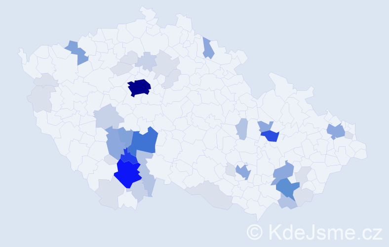 Příjmení: 'Hájíčková', počet výskytů 168 v celé ČR