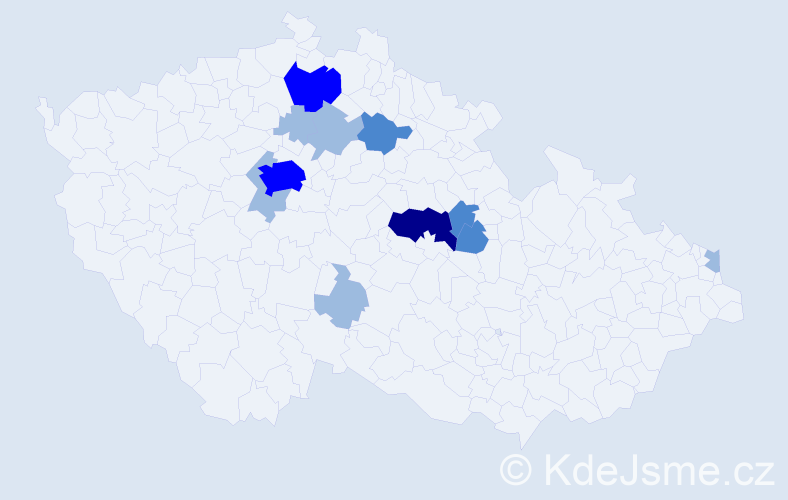 Příjmení: 'Blajda', počet výskytů 21 v celé ČR