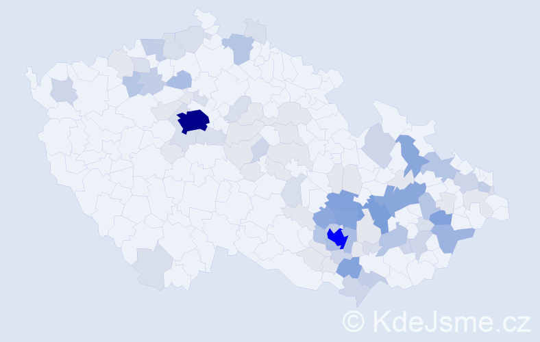 Příjmení: 'Valoušek', počet výskytů 297 v celé ČR