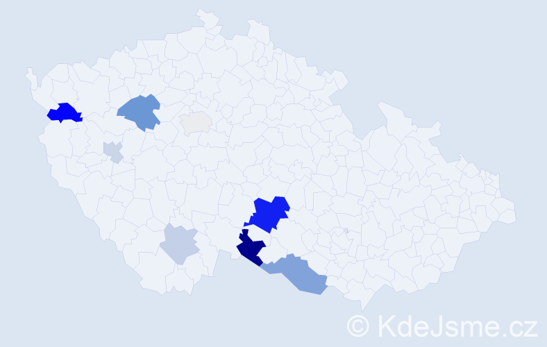 Příjmení: 'Pausar', počet výskytů 17 v celé ČR