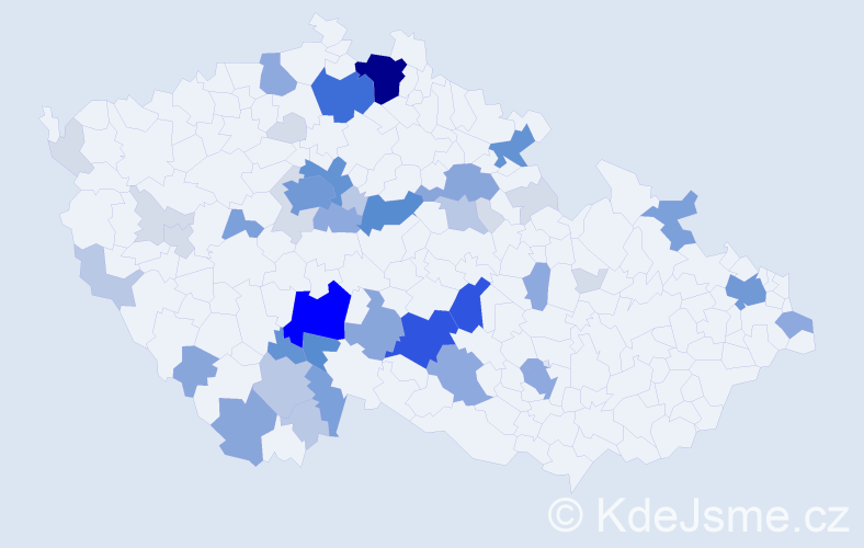 Příjmení: 'Vaverová', počet výskytů 183 v celé ČR