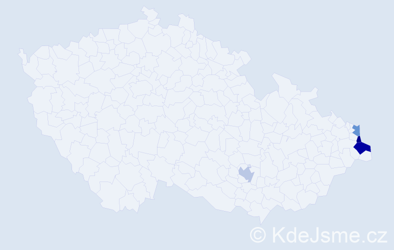 Příjmení: 'Pagacz', počet výskytů 5 v celé ČR