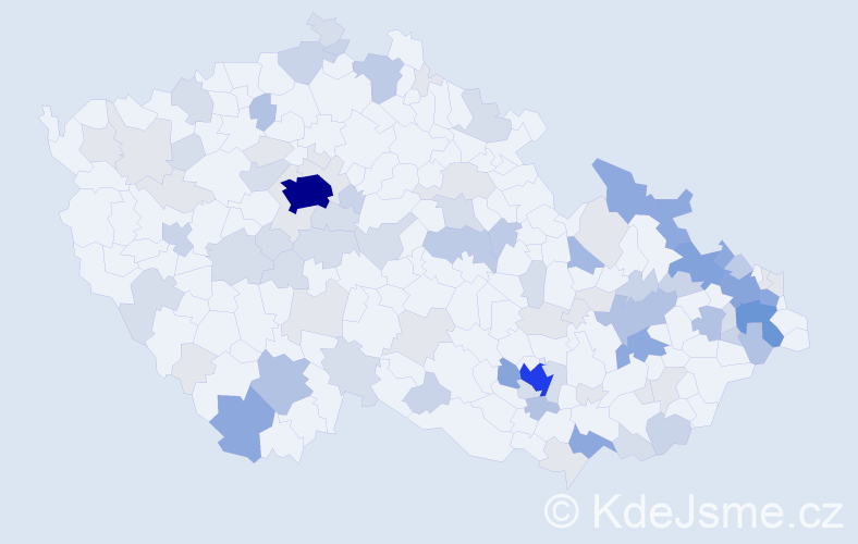 Příjmení: 'Kocian', počet výskytů 296 v celé ČR